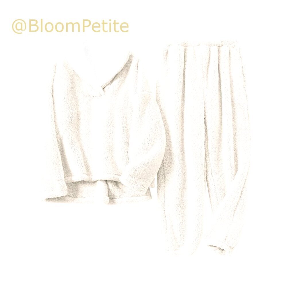 Fleece Pullover Pants Pajama Set Fluffy Plush Sleepwear Loungewear